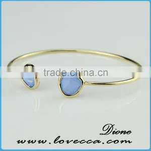 Women Expandable Brass Bangle Adjustable Birth Stone Bracelet thumbnail-5