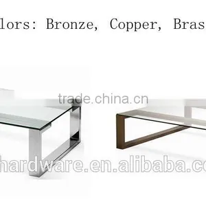 Bronze Stainless Steel Base Glass Coffee Table thumbnail-3