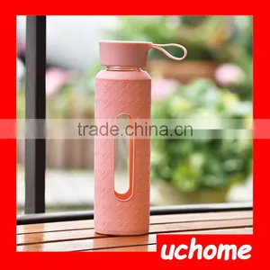 UCHOME 2017 Best Promotional Glass Silicone Water Bottle thumbnail-2