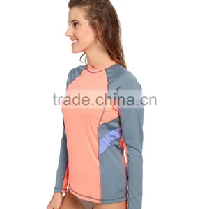 Swimwear Sexy Wholesale Color Block Surf Rashguard Tee Long Raglan Sleeves Private Label Bulk Swimwear Manufacturer thumbnail-4