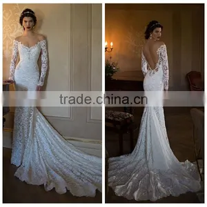Sex Long Sleeve Full Lace Mermaid Fish Style Wedding Dress thumbnail-1