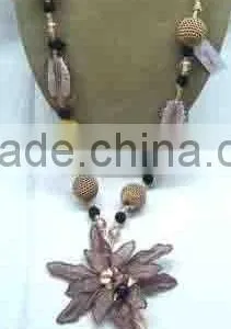 Long Beaded Pendant Necklace thumbnail-1