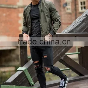 Hot Sale Khaki Men's Bomber Jacket 100% Polyester Dri-Fit Performance Full Zip Jacket Lightweight Windbreaker thumbnail-4