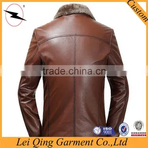 High Quality OEM Latest Designs Real Fur Black Man Leather Jacket thumbnail-4