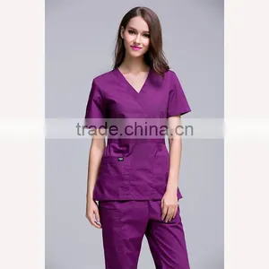 2016 New Women's Hospital Surgical / Medical Uniform Scrub Clothes Sets Short Sleeve With Adjusted Best At Waist Side thumbnail-2