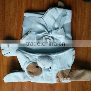 Super Soft Cotton Velour Animal Head Newborn Baby Receiving Blanket thumbnail-2