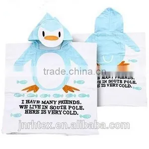 Eco-friendly Custom 100 Cotton Velour Printed Kids Hooded Poncho Towel , Beach Towel Poncho thumbnail-4