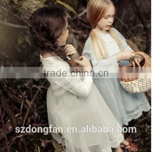 Baby Flower Girls Fall Lace Long Sleeve Chiffon Wedding Dress thumbnail-3