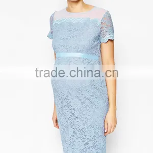 2015 Elegant Body Con Fit Lace Dress With Chiffon Maternity Dress thumbnail-4
