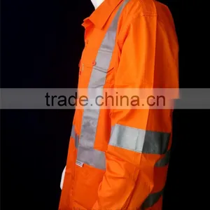 Australia Hi-vis Long Sleeve Cotton Drill Shirts With 3M8906 Reflective Tape thumbnail-3
