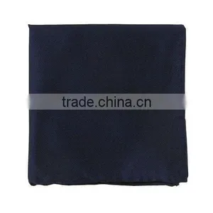 Hand-rolled Borders Solid Navy Silk Hanky thumbnail-1