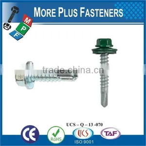 Taiwan #12-14 x 1-1/2" Hex Unslotted Hex Washer Head Epoxy #3 410 Stainless Steel Bonded Sealing Washer Self-Drilling Screw thumbnail-3