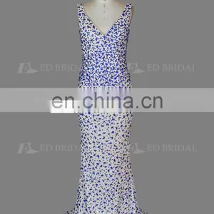Gorgeous V Neckline Sleeveless Sheath Heavy Beaded Made In China Evening Dresses thumbnail-3