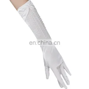 Women Shiny Stretch Satin Long Wrist Bridal Gloves for Party Prom Wedding thumbnail-1