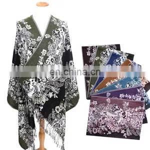 Wholesale Jacquard Vintage Pattern Bright Colored Shawl& Wrap thumbnail-1