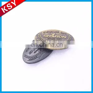 Popular Amazing Quality Embossed Jeans Woven Label Black Metal Logo thumbnail-2