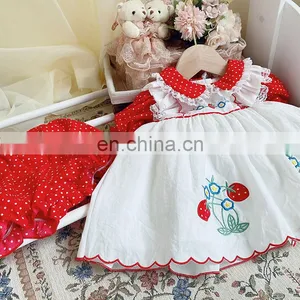 Arrivals Baby Strawberry Dress Shirt Bread Shorts Set Summer Short Sleeve Dress Clothes Toddler Girl Clothes thumbnail-1