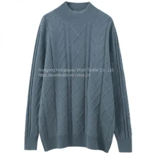 Custom Fashion Black O-Neck Plain Knited Sweater for Men With Long Sleeve thumbnail-2