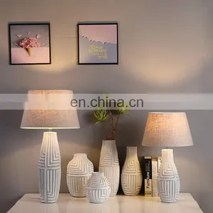 Popular Relief Design Custom Logo Hotel White Vintage Modern Nightstand Lamps for Home Decor thumbnail-6
