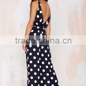 White Polka Dot Print Plunging V At Front And Back Crop Wide-leg Jumpsuit thumbnail-4