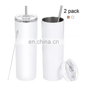 Stainless Steel Total Straight, White Diy Printing Heat Press Skinny 20oz Sublimation Blanks Tumbler With Silicone Gasket/ thumbnail-5