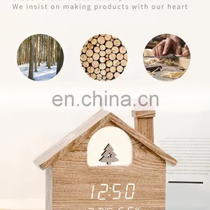 Creative House Shaped Christmas Decorative LED Digital Clock Temperature Humidity Display Night Light Desk & Table Clock Spring thumbnail-3