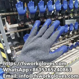 10Gauge 2Yarn Polycotton Liner Crinkle Latex Coated Gloves Latex Coated Work Gloves Latex Dipped Gloves thumbnail-3