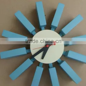 Popularoriginal Quality Design Blue Wood Block Wall Clock thumbnail-3