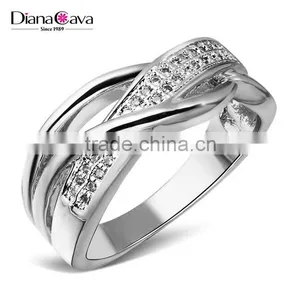 New Product 2017 Cubic Zirconia Hong Kong Factory 2-Tone Plated Wedding Band Ring thumbnail-2