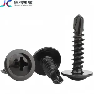 Carbon Steel Black Large Flat Head Washer Drill Tail Dovetail Self-tapping Screws thumbnail-1