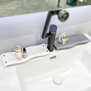 Wave-shaped Bathroom Sink Caddy Absorbent Diatomite Stone Bath Mat thumbnail-4