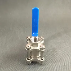 ANSI Full Size Stainless Steel SS 304/316 CF8M Ball Valve Handle 1000 WOG NPT Threaded 3 Way Ball Valve thumbnail-4