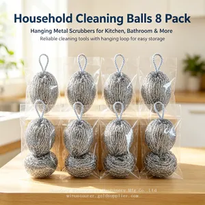 Factory Wholesale Hang‑Up Oval Steel Cleaning Ball With Braided Lanyard Heavy Oil Dirt Remover thumbnail-1