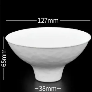 500ml Disposable Bowl, Sugarcane Bagasse Pulp, Compostable & Biodegradable, White thumbnail-4