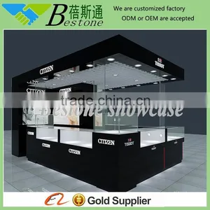 Black Glass Showcase Watch Wood Display Kiosk for Sale thumbnail-1