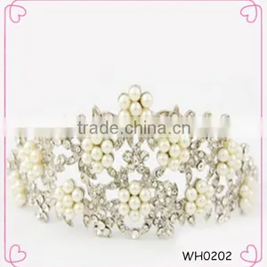 2015 Direct Manufacturer Elegant Pearl Alloy Wedding Crown for Bride thumbnail-1