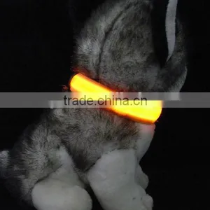 Pure Color Double Side Exposure Flat Optical Fibre Led Pet Dog Collar thumbnail-5