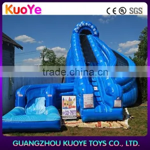 Infaltable Blue Corkscrew Water Slide With Pool thumbnail-1