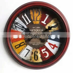 Dia 39 cm Country Style Round Metal Wall Clock thumbnail-1