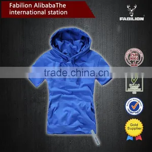 Hot Tide Brand Short-sleeved Solid Color 100% Cotton Plain Hoodie thumbnail-1