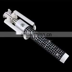 2016 High Profit Margin Products Monopod Factory Supply Cable Take Pole Bling Bling Rhinestone Diamond Selfie Stick thumbnail-2