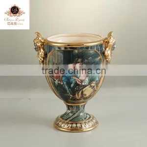 Hand Painting Home Decoration Big Marble Green Ceramic Flower Vase,porcelain Vase thumbnail-2
