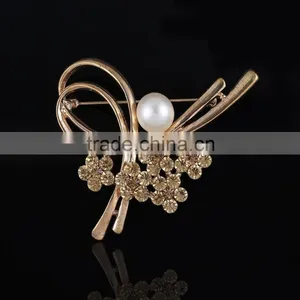 Wedding Bouquet Rhinestone Flower Brooch,Fashion Designs Pearl Rhinestone Brooch Pin For Suit thumbnail-3