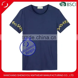 Men's Wholesale Round Neck Cotton Embroidered t Shirts thumbnail-1