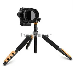 QZSD-Q570A 62'' Professional Golden Aluminum13'' Folded Video DSLR Digital Camcorder Camera Tripod Monopod thumbnail-2