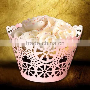 Red Wedding Party Decors Cupcake Decoration Laser Cut Cupcake Wrapper thumbnail-5