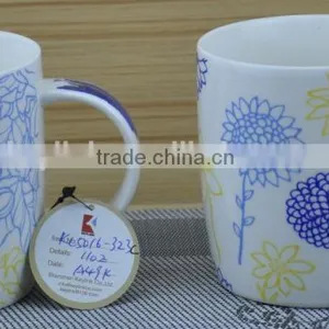 11OZ Abstract Flower Design Full Decal Print Coffee Cups, Shiny Surface Porcelain Mug, KL5016-323C thumbnail-1