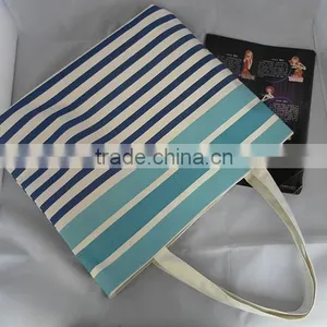 Navy 100% Cotton Printed Canvas Shopping Bag thumbnail-2