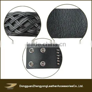 Wholesale Custom Quality Pure Leather Black Braided Bracelets for Men thumbnail-5