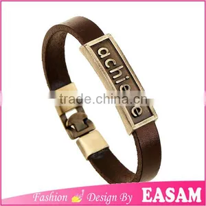 Letters Engraved Leather Cuff Bracelet/bulk Leather Bracelet thumbnail-1
